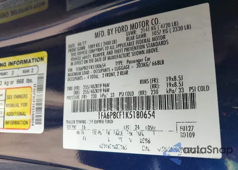 2019 Ford Mustang Gt Premium из США, поврежденный, VIN 1FA6P8CF1K5180654